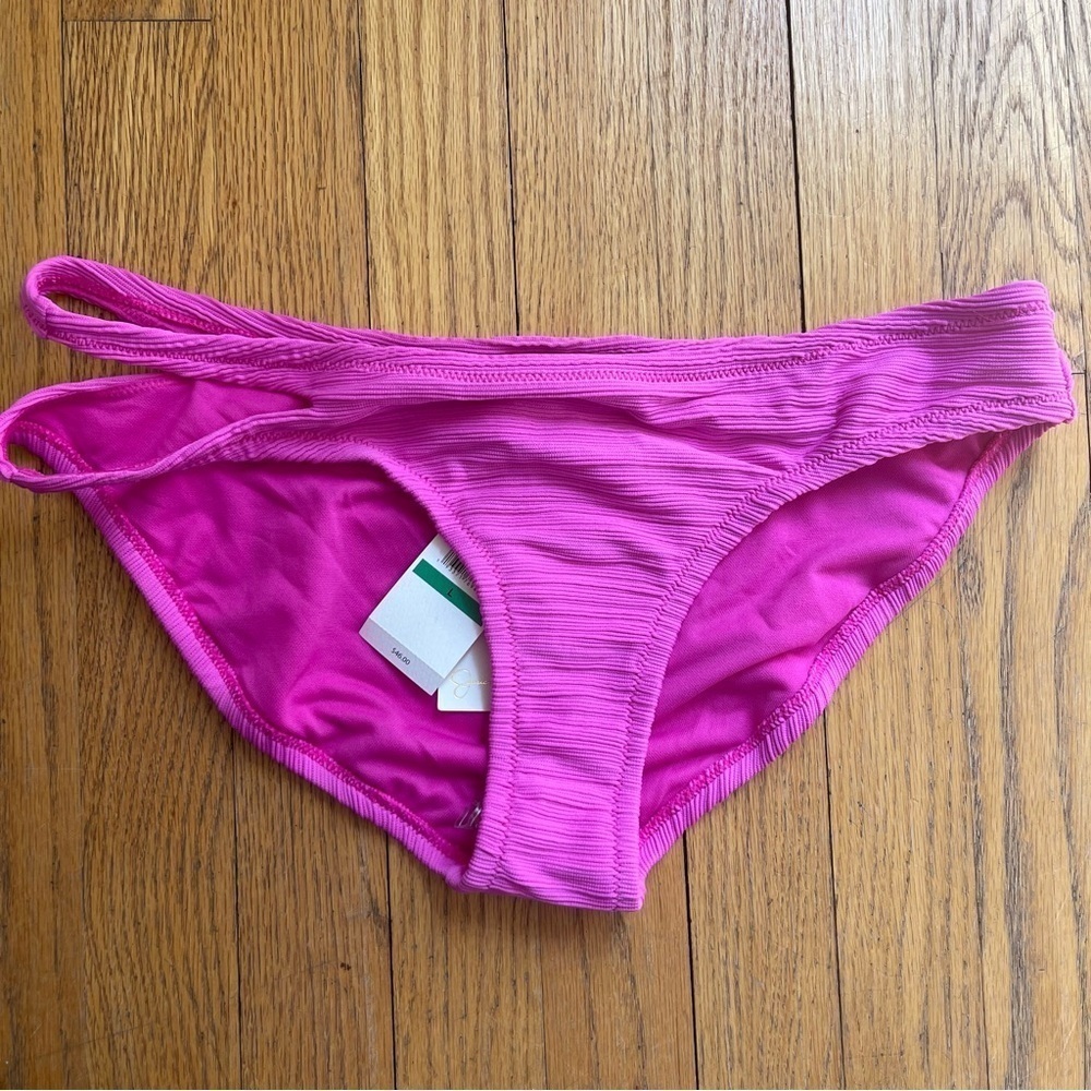 NEW Jessica Simpson Fuchsia Bikini Bottom Side Straps Pink Size Large NWT